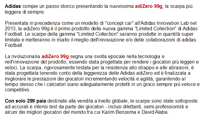 nuove scarpe da calcio adidas f50 adizero crazylight 99