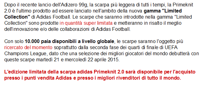 nuove scarpe da calcio adidas primekint 2.0